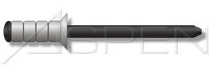 (4000pcs) 3/16X.250-.500 Multigrip Rivets Aluminum Body/Steel Pin Countersunk Pin=Black Phosphate Coated