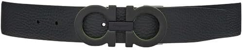 Salvatore Ferragamo Black Gancini Adjustable reversible Leather Belt