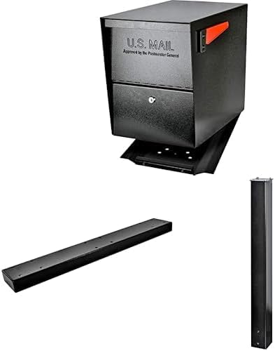 Mail Boss Package Master X3 In-Ground Mount Combo Kit Locking Metal Standard Mailbox - Black