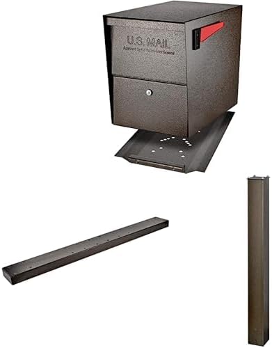 Mail Boss Package Master X4 In-Ground Mount Combo Kit Locking Metal Standard Mailbox - Bronze
