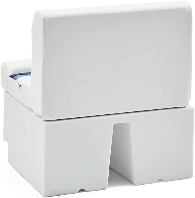 DeckMate Complete 28' Classic Pontoon Boat Seat Bench and Base - White, Blue and Light Blue