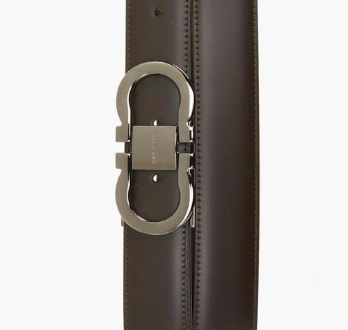 Reversible Leather Belt with Double Gancini Buckle for Men by Ferragamo