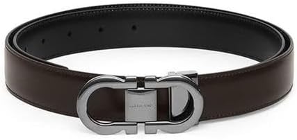 Reversible Leather Belt with Double Gancini Buckle for Men by Ferragamo