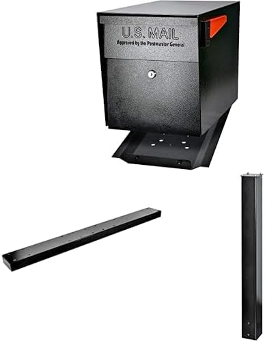 Mail Boss X4 In-Ground Mount Combo Kit Locking Metal Standard Mailbox - Black