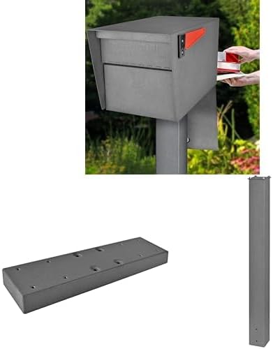 Mail Boss Mail Manager Street Safe X2 In-Ground Mount Combo Kit Locking Metal Standard Mailbox - Granite