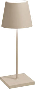 Zafferano Poldina Pro Mini Table Lamp (Color: Sand) in Aluminum, IP54 Protection, Indoor/Outdoor use, Contact Charging Base Included, 11', USA Plug