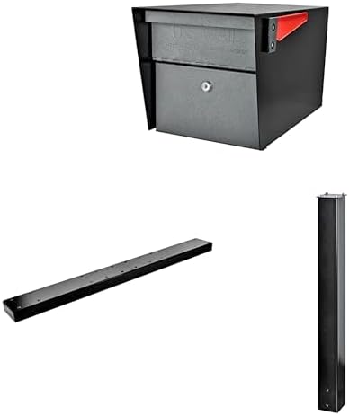 Mail Boss Mail Manager X4 In-Ground Mount Combo Kit Locking Metal Standard Mailbox - Black/Granite