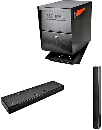 Mail Boss Package Master X2 In-Ground Mount Combo Kit Locking Metal Standard Mailbox - Black