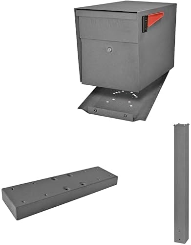 Mail Boss X2 In-Ground Mount Combo Kit Locking Metal Standard Mailbox - Granite