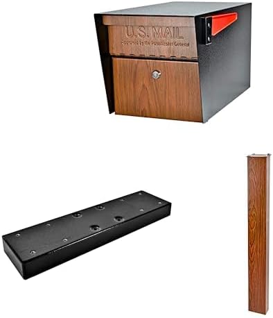 Mail Boss Mail Manager X2 In-Ground Mount Combo Kit Locking Metal Standard Mailbox - Wood Grain