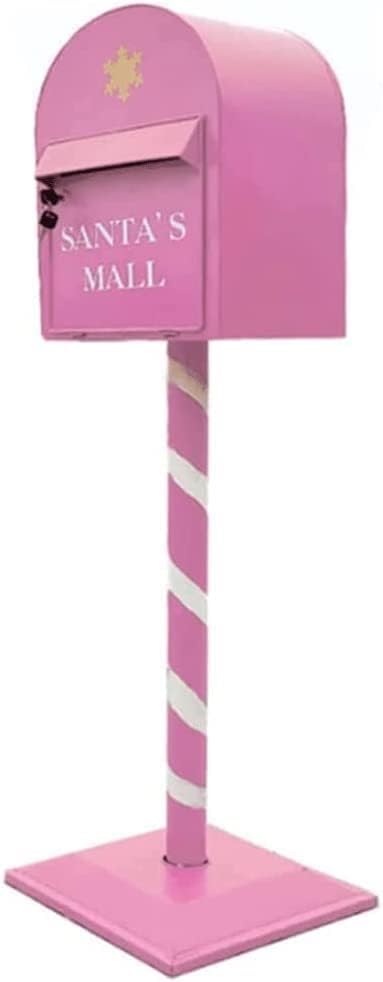 Mailbox with Lock Postbox Heavy Iron Retro Mailbox Posts Floor-Standing Drop Box for Home Outdoor Large-Capacity Mailboxes Home Decoration(Pink)