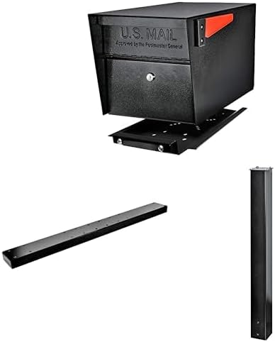 Mail Boss Mail Manager Pro X4 In-Ground Mount Combo Kit Locking Metal Standard Mailbox - Black