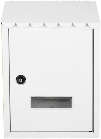 Weatherproof Mail Boxes with Key Lock, Security Locking Wall Mount Metal Mailbox(White)