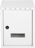 Weatherproof Mail Boxes with Key Lock, Security Locking Wall Mount Metal Mailbox(White)