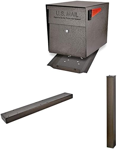 Mail Boss X3 In-Ground Mount Combo Kit Locking Metal Standard Mailbox - Bronze