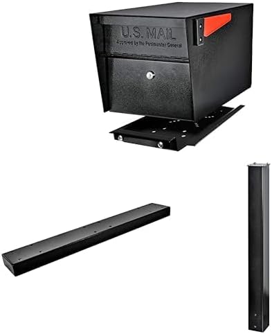 Mail Boss Mail Manager Pro X3 In-Ground Mount Combo Kit Locking Metal Standard Mailbox - Black