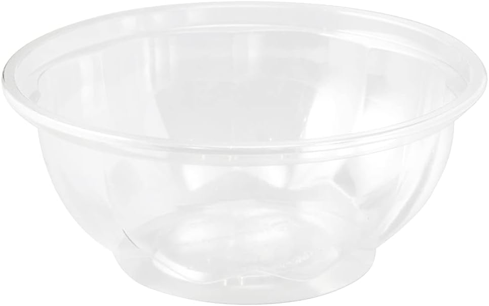 Restaurantware-Thermo Tek 32 Ounce Disposable Salad Bowls, 500 Round Deli Bowls - Avoids Cracks And Leaks, Sustainable, Clear Plastic Salad Container Bowl, For Cold Foods, Lids Sold Separately