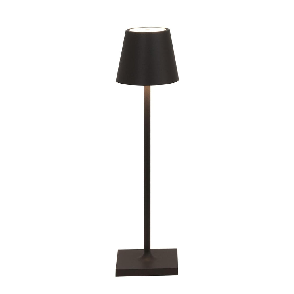 Zafferano, Poldina Micro Lamp, Rechargeable Cordless Table Lamp with Touch Controls, Suitable for Indoor and Outdoor, Dimmer, 2200-3000 K, Height 10.8 Inches, Black Color