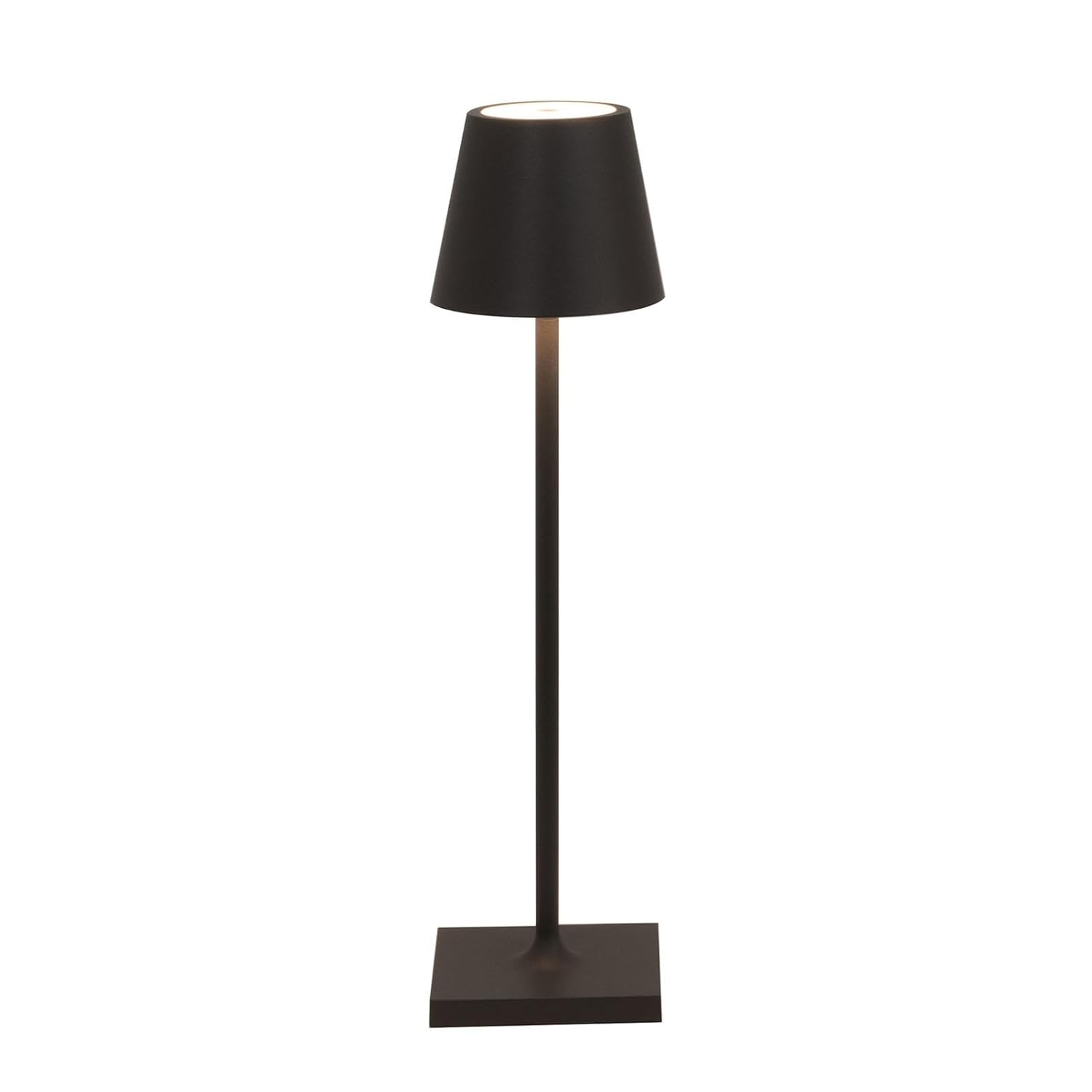 Zafferano, Poldina Micro Lamp, Rechargeable Cordless Table Lamp with Touch Controls, Suitable for Indoor and Outdoor, Dimmer, 2200-3000 K, Height 10.8 Inches, Black Color