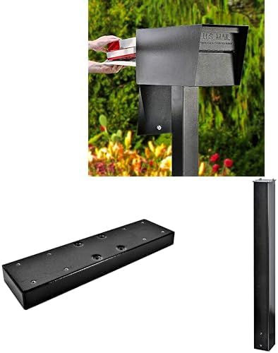 Mail Boss Mail Manager Street Safe X2 In-Ground Mount Combo Kit Locking Metal Standard Mailbox - Black