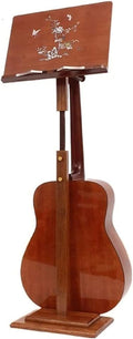 Music Stand Music Stands Heavy Wooden Music Holder 45'-53' Height Adjustable Sheet Music Stands with Guitar Holder Vintage Style More Stable