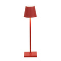 Zafferano, Poldina Micro Lamp, Rechargeable Cordless Table Lamp with Touch Controls, Suitable for Indoor and Outdoor, Dimmer, 2200-3000 K, Height 10.8 Inches, Red Color