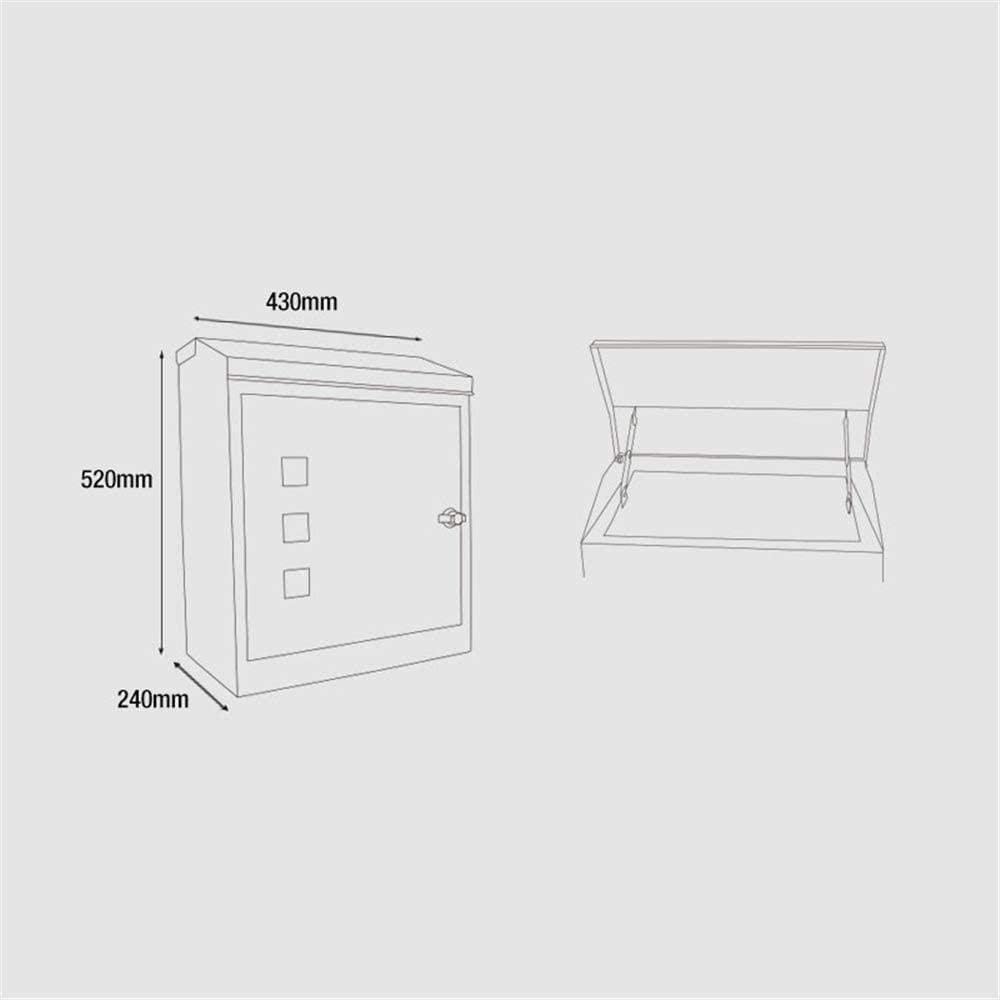Post Box Metal Mailbox with Lock Newspaper Delivery Holder Rust & Weather Proof with Galvanized Stainless Steel for Outdoor Outdoor Mailbox-24x52x43cm, White