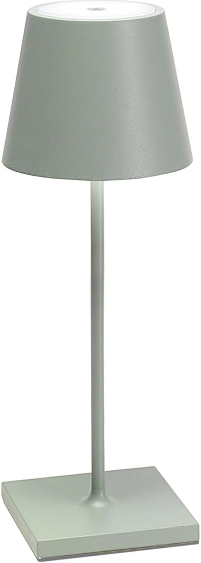 Zafferano, Poldina Pro Mini Lamp, Rechargeable Cordless Table Lamp with Touch Controls, Suitable for Indoor and Outdoor, Dimmer, 2200-3000 K, Height 11.8 Inches, Sage Color