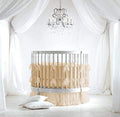 4 Piece Small Nursery Round Bedding Set 600TC 100% Egyptian Cotton - 1 Small Blanket, 1 Pillowcase, 1 Fitted Sheet 9'' Deep, 1 Small Skirt 19'' Drop - Solid Beige