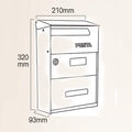 Lockable Letterbox for Garden Office Wall-Mount Stainless Steel Rainproof Mailbox Hanging Post Mail Bo