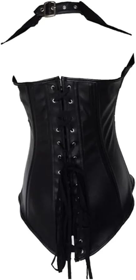 Suwequest Fashion Leather Corset Underbust Body Shaper Women Body Vest Black With Rivets
