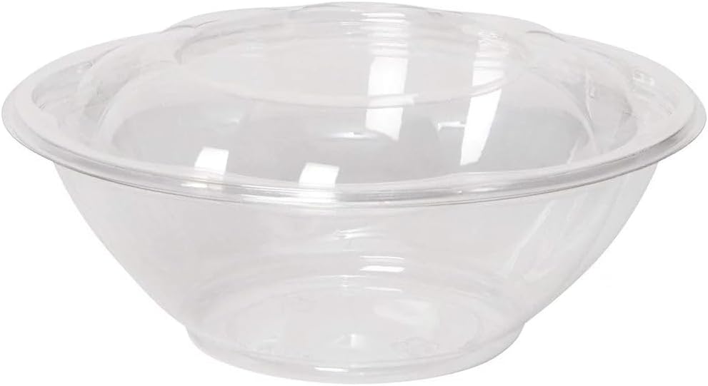 24oz Disposable Rose/Salad Bowls with Dome Lids - Clear Plastic Salad Containers - Leak Proof : Perfect For Salad, Meal Prep and Fruits : Set of 450