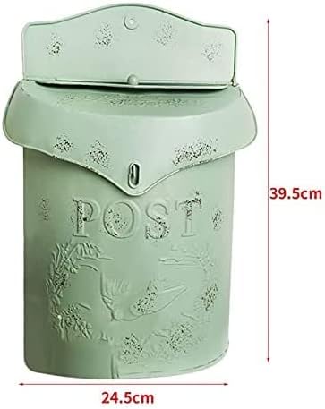 Vintage Metal Lockable Security Post Letter Newspaper Mailbox Garden Ornament Red(Color:Red)