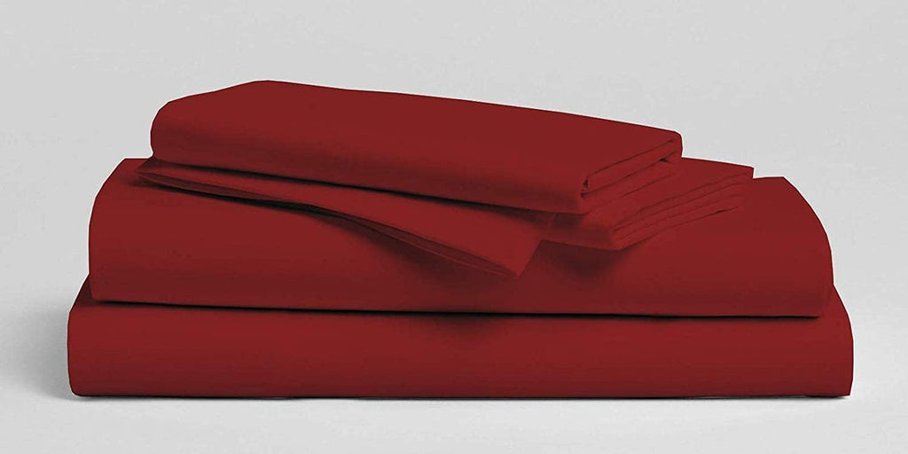 800 Thread Count-4Pcs Bedding Set 100% Cotton Bed Sheets, Burgundy Cal-King Sheets Set, Long-Staple Combed Cotton, Sateen Weave for Soft & Cozy Cotton, Fits Mattress Upto 15'' Deep Pocket