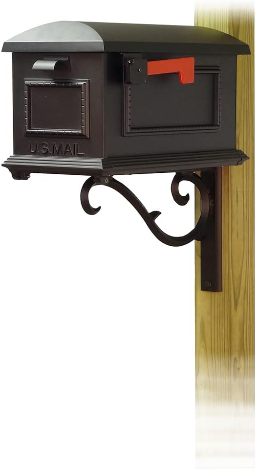 Special Lite Traditional Curbside Mailbox with Sorrento Front Single Mailbox Mounting Bracket - TC-SOR-FS-1010-BLK