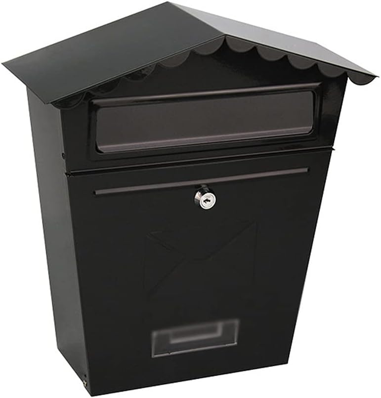 HBJWOV Lockable Secure Mail Letter Post Box Vintage Stainless Steel Metal Mailbox Garden Ornament Retro Wall-Mounted Mailbox Home Decor(D)