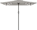 AreShark 8' X 10' Rectangular Patio Umbrella with Solar Lights, Lighted Solar Umbrella with Crank, Outdoor Table Umbrella for Garden, Deck, Backyard, Pool and Beach, Light Gray