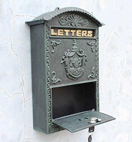 Cast Aluminum Mailbox Mail Box Dark Green Wall Mount Garden Decoration Metal Vintage Home Apartment Letters Post Box Lockable