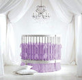 4 Piece Small Nursery Round Bedding Set 600TC 100% Egyptian Cotton - 1 Small Blanket, 1 Pillowcase, 1 Fitted Sheet 9'' Deep, 1 Small Skirt 19'' Drop - Solid Lavender