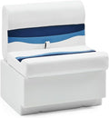 DeckMate Complete 28' Classic Pontoon Boat Seat Bench and Base - White, Blue and Light Blue