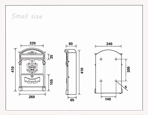 Retro-Style Mailbox, Wall-Mounted Stainless Steel Electronic Post Office Mailbox (Color : Argento, Size : S), Small