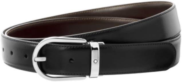MONTBLANC Double Leather Belt Black/Brown Adjustable Length 3 x 120 cm' - 128135