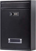 Mounted Mailbox with Combination Lock Metal Coded Lock Letterbox Post Newspaper Box (Color : Svart)