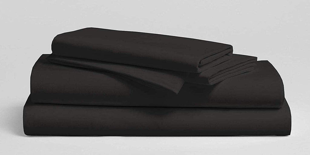 800 Thread Count-4Pcs Bedding Set 100% Cotton Bed Sheets, Black Cal-King Sheets Set, Long-Staple Combed Cotton, Sateen Weave for Soft & Cozy Cotton, Fits Mattress Upto 15'' Deep Pocket