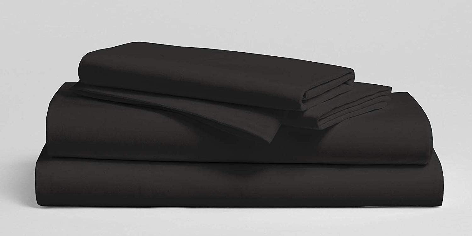 800 Thread Count-4Pcs Bedding Set 100% Cotton Bed Sheets, Black Cal-King Sheets Set, Long-Staple Combed Cotton, Sateen Weave for Soft & Cozy Cotton, Fits Mattress Upto 15'' Deep Pocket