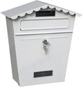 Lockable Secure Mail Letter Post Box Vintage Stainless Steel Metal Mailbox Garden Ornament Retro Wall-Mounted Mailbox Home Decor(Color:White)