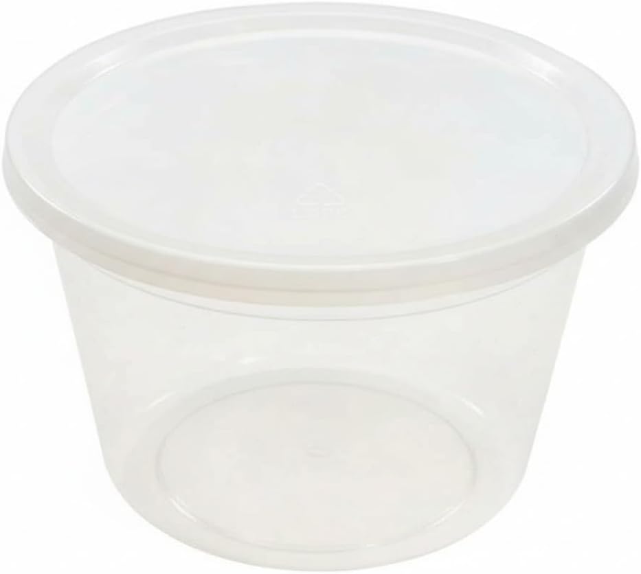 PACTOGO 64 oz (1/2 Gallon) Heavy Duty Round Plastic Deli Soup Containers with Lids, For Meal Prep Containers | BPA Free | Stackable | Leakproof | Microwave/Dishwasher/Freezer Safe (Pack of 120 Sets)