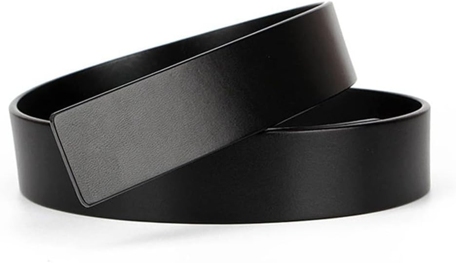 Leather Solid Belt Men Edentulous Nonporous 3.8 Belts Strip Body Without Buckle (Color : Brown Size : 125cm 38to40 Inch) (Black 115cm 34to35 Inch)