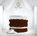 4 Piece Small Nursery Round Bedding Set 600TC 100% Egyptian Cotton - 1 Small Blanket, 1 Pillowcase, 1 Fitted Sheet 9'' Deep, 1 Small Skirt 19'' Drop - Solid Coffee