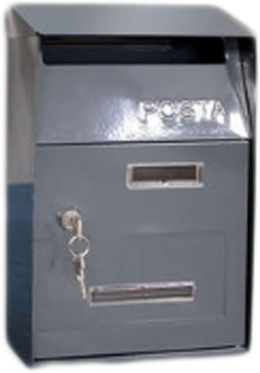 Garden Mailbox Hanging Post Office Box Wall Mount Drop Box Outdoor Letter Delivery Box with Key Lockable Curbside Mailbox Vintage(Grey)